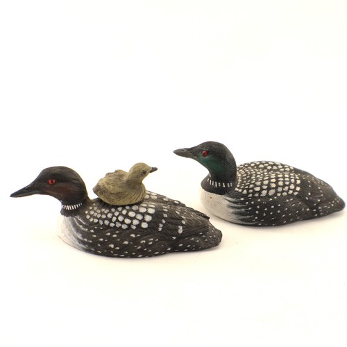 Common Loon Mini Decoys Set of 2 Chick on Back 3" Black & White