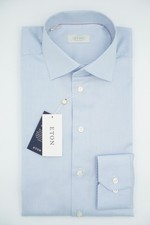 ETON Light Blue Shirt Wide Spread Luxury Cotton Contemporary Size 41 16
