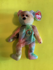 Ty Original Beanie Baby Peace Bear Plush Stuffed Animal W Tag February 1 1996