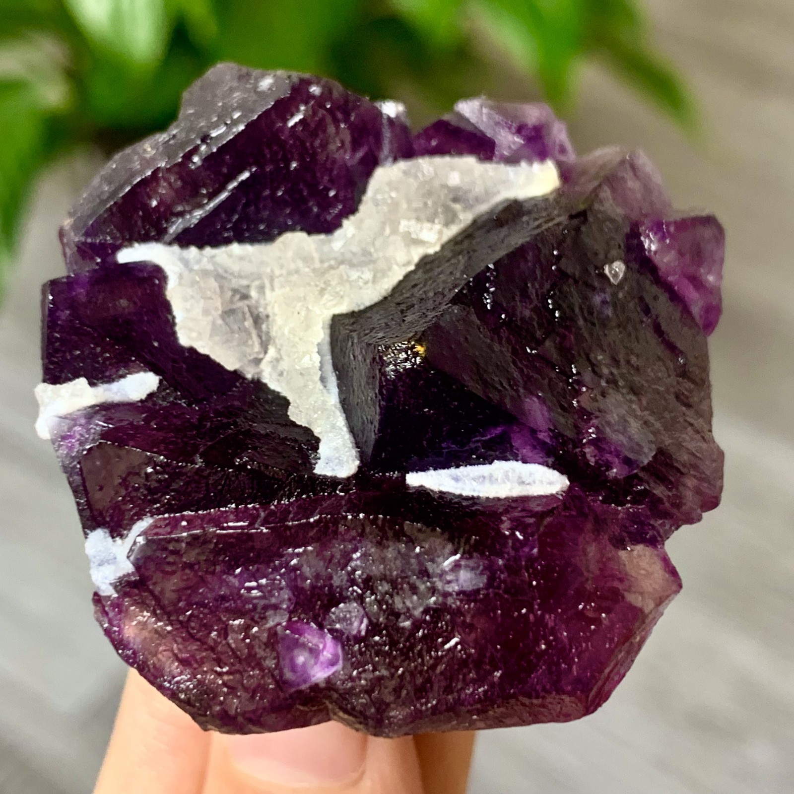 104G Natural transparent purple green Fluorite Mineral Crystal sample China