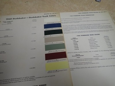 Studebaker 1960 DUPONT Paint Color Chips Lark Hawk Truck