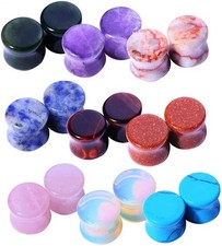 18PC Body Piercing Stone Plugs - Ear Stretching Kit - Beginners 8G-00G, Big G...