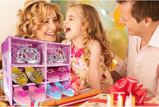 Princess Dress Up Shoes Toys 4 Pairs Girls Plastic Shoes and Jewelry Accessories