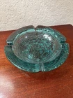 Anchor Hocking Soreno Vintage MCM Ashtray Turquoise Aqua Large 8 3/4”
