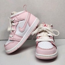 Nike DQ8425-608 Air Jordan 1 Mid Pink/White Toddler Size 6C High Top Shoes