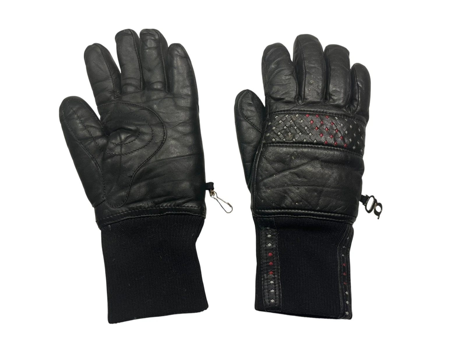 Vtg 80s 90s GRANDOE Black Warm LEATHER WINTER GLOVES Ski Snowboard Women's M