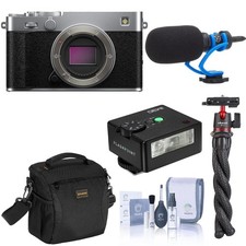 Fujifilm Fujifilm X-E5 Mirrorless Camera, Silver Bundle with Memory Card, Should