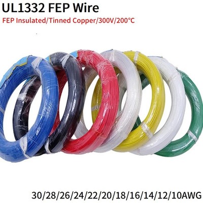 PTFE Draht UL1332 FEP Kunststoff isoliert Hochtemperatur Kupferkabel 12 14 AWG