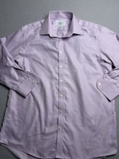 Charles Tyrwhitt Non Iron Extra Slim Fit Dress Shirt Men's 17 /35 Purple White