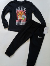Nike Boy 2-piece Fleece Pants Set  t-shirt 2pc Set Size 5 6 7 Gray Black
