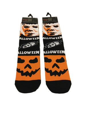 Odd Sox HALLOWEEN 2 Michael Pumpkin Novelty Men's Crew Socks Fits Sizes 8-12 NWT