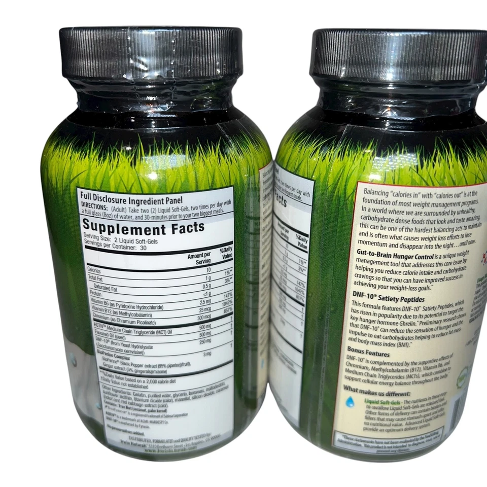 2x Irwin Naturals Intestino a Cerebro Control del Hambre 68 Cápsulas Blandas BB 10/25 Nuevo Foto 3 de 4