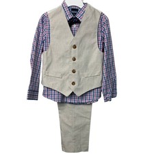 Nautica Toddler Boys Size 4 Bow Tie Vest Pants Suit Outfit Set Easter Pink Blue