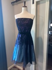 Blue to purple ombre strapless cocktail dress Hoco Adrianna Papell size 10 Lace