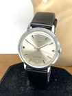 Timex Men's Watch Vintage Automatic Silver Dial Black Leather Strap 34mm