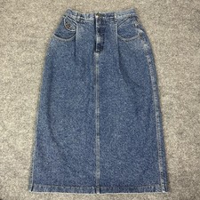 Vintage LEE Riders Denim Midi Skirt Womens 14 Cotton Union USA Made A Line 80s