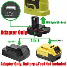 1x Adapter fits Ryobi 18v Tools To for DeWalt 20v  Milwaukee M18 Li-lon Battery