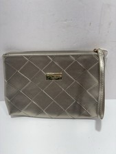 SHISEIDO Makeup Bag gold faux leather Cosmetic Toiletry Pouch - New