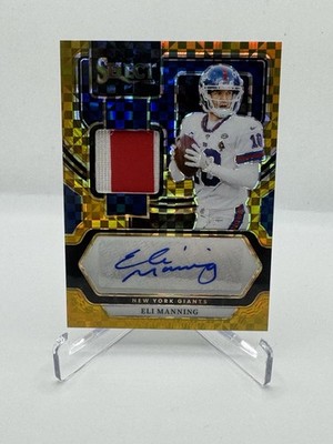 2023 Panini Select Signature Memorabilia Eli Manning Gold Prizm 10/10 JERSEY #!!