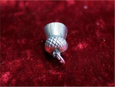 SCOTTISH THISTLE CHARM VINTAGE STERLING SILVER 925 PENDANT 1970s Loc-CH1-12