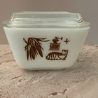 Vintage PYREX 501 B 1-1/2 Cup Early American Lidded Milk Glass Refrigerator Dish