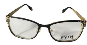Fysh UK Urban Eyewear Frames 3511 51-17-135 ONLY Black Gold Scrollwork Eyeglass