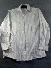 Kenneth Cole New York Slim Fit Dress Shirt Mens 17 32/33 White Striped Cotton