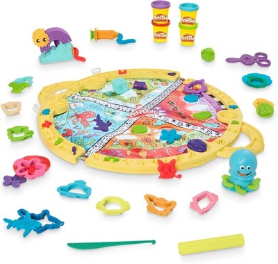 Play-Doh Knetmatte für unterwegs Knetunterlage Starters Spielset, Blau, Grün