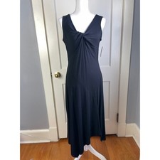 Spense Black Bodycon Sheath Cocktail Dress Twist Front Asymmetrical Hem NWT M