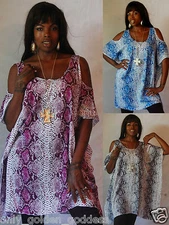 u pick color poncho tunic sexy open shoulders batik style top M L XL 1X ONE SIZE