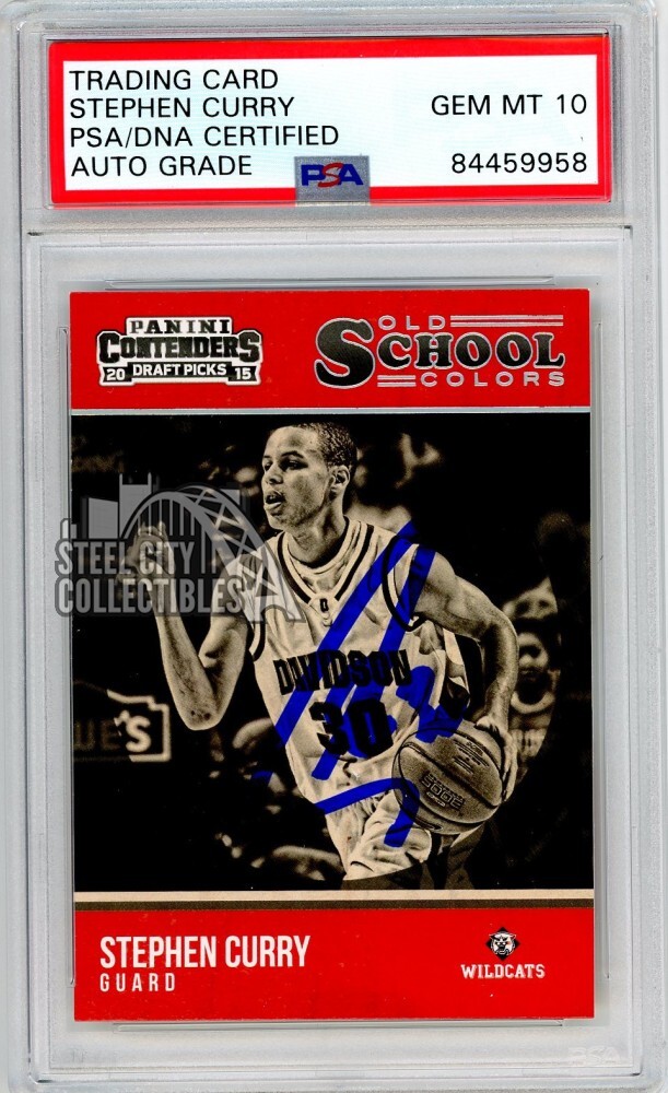 Stephen Curry 2015-16 Contenders Old School Colors Autograph Card #29 PSA/DNA 10
