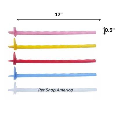 4x Multi Color Bird Cage Perches 12" Adjustable Plastic Parrot Parakeet Stand