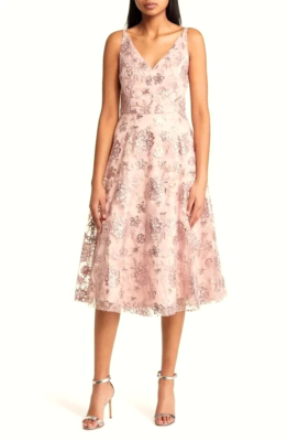sachin and babi light blue dress Eliza J Embroidered Sequin Midi Dress main image 1