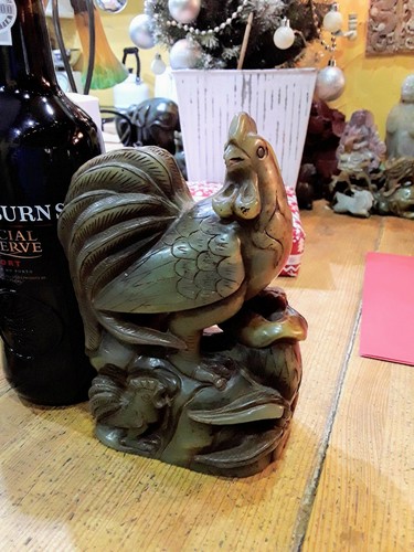 Chinese Large Green Nephrite Jade Rooster - Republic Period