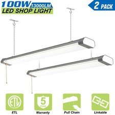 2 Pack 4ft LED Garage Lights Commercial Shop Light Ceiling Tube Fixture Linkable