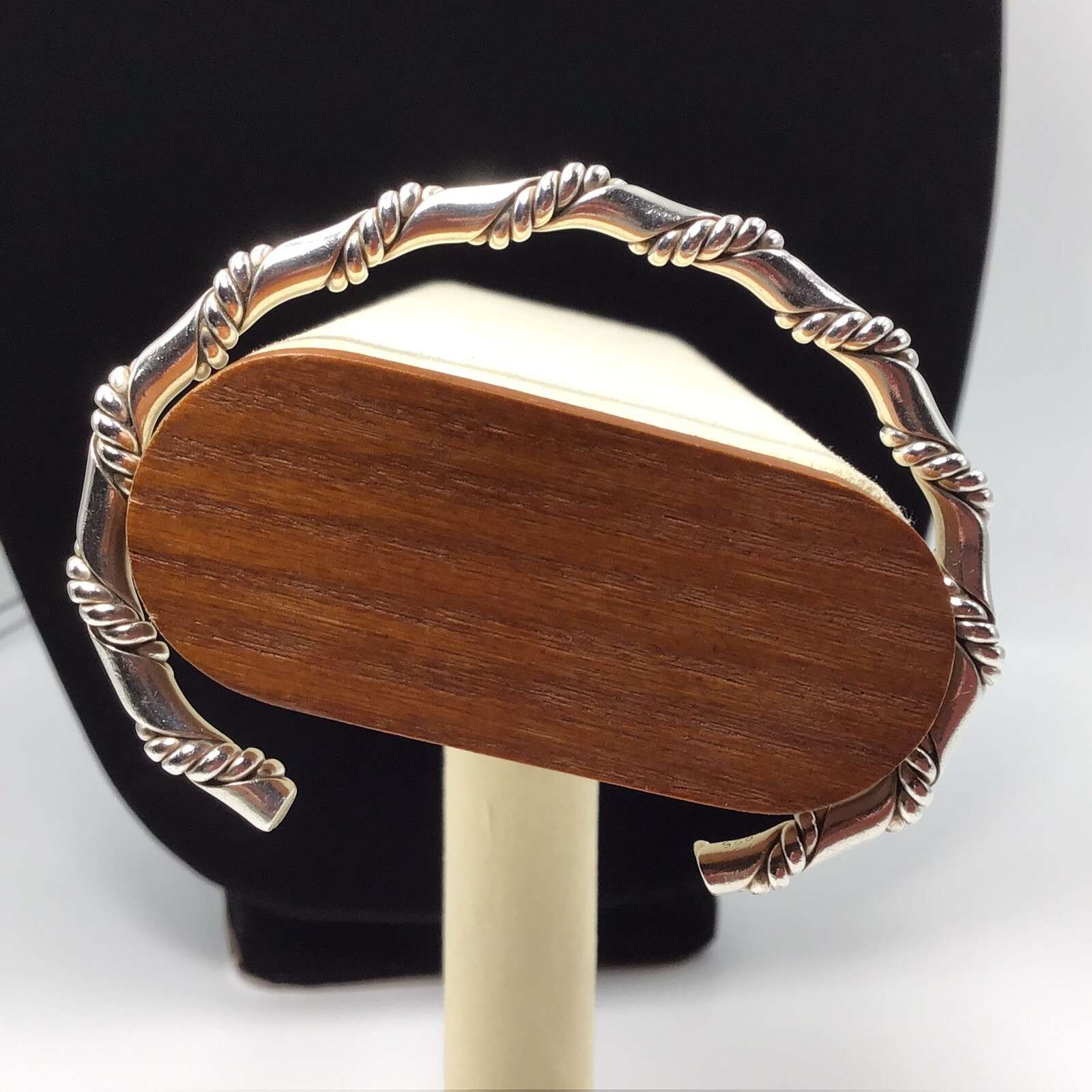 Sterling Silver Cuff Bracelet Solid Braided Desig… - image 1