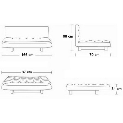 Divano reclinabile in letto 166x87 cm lino grigio sofa 3 posti salotto ufficio - Foto 7 di 7