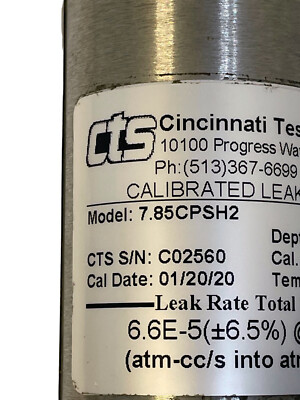 Cincinnati Test Systems C02537 Calibrated leak standard | eBay
