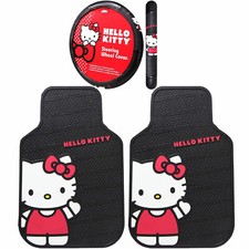 3pc Sanrio Hello Kitty Car Truck Front Rubber Floor Mats Steering Wheel Cover 3pc Sanrio Hello Kitty Car Truck Front Rubber Floor Mats Steering Wheel Cover