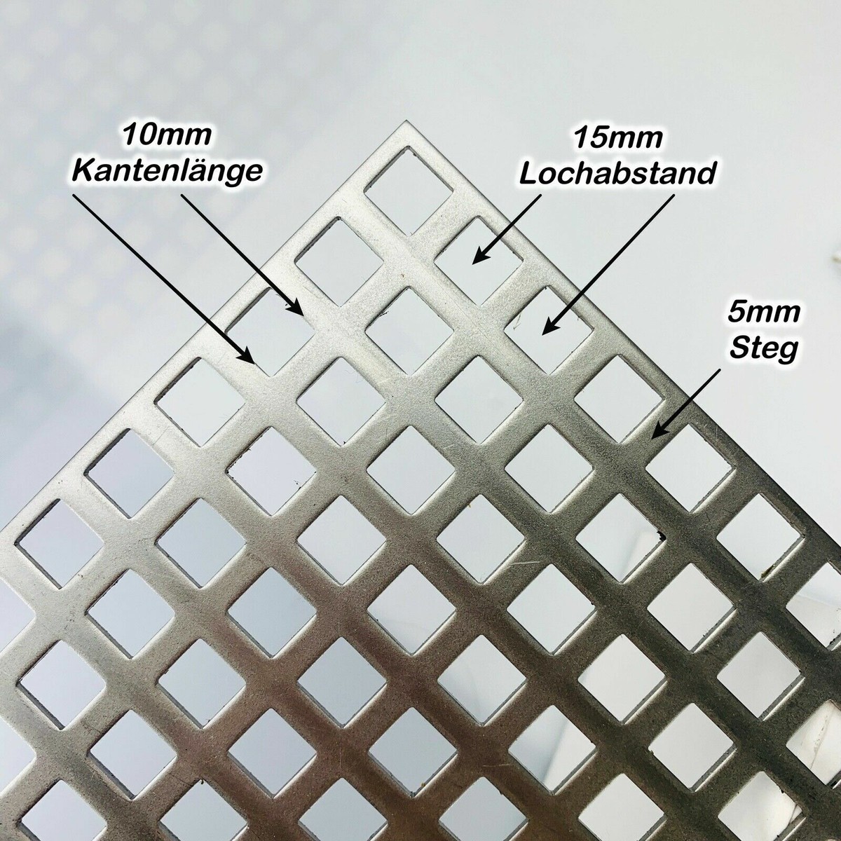 Aluminium Al99,5 Lochblech RV10-15 Stärke 2,0mm Individueller Zuschnitt
