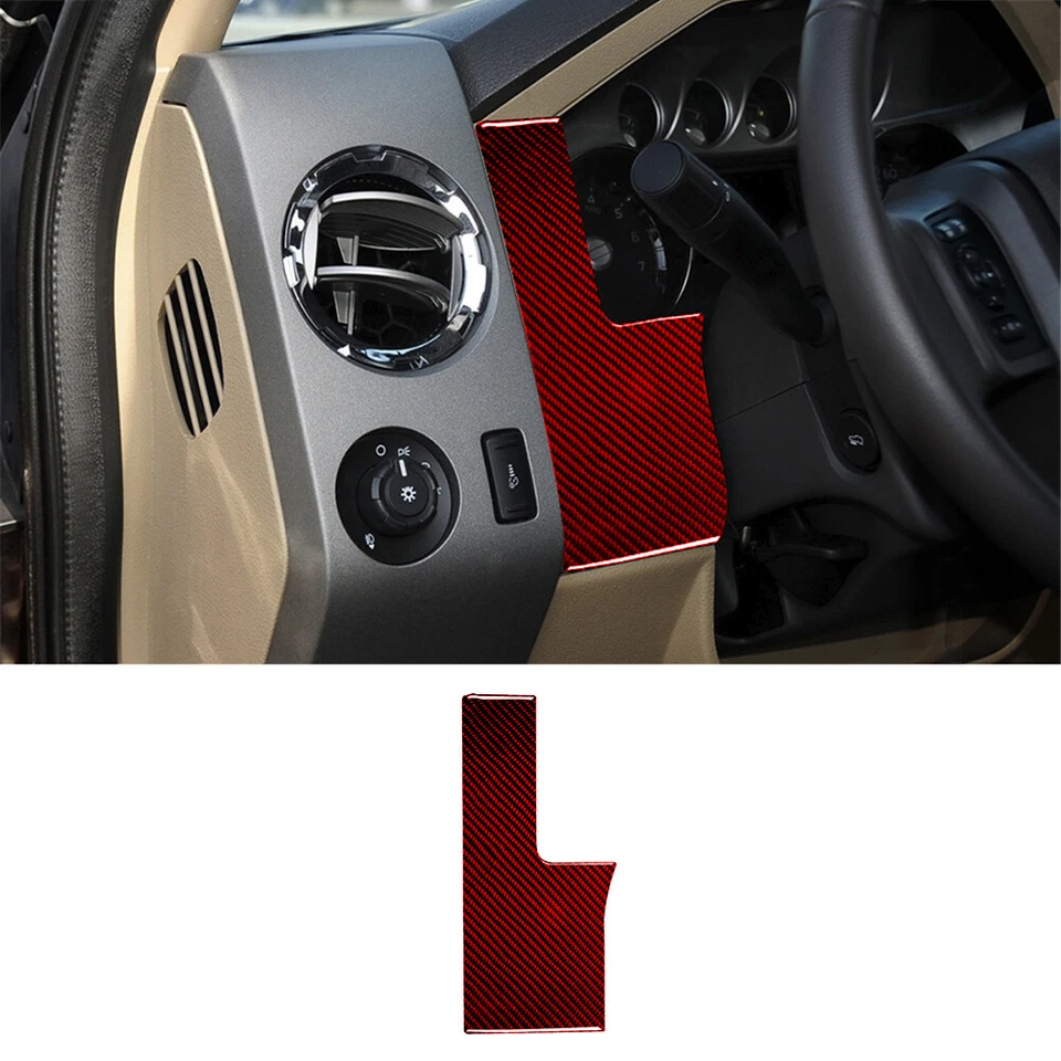 Kit de cubierta interior completo de fibra de carbono roja para Ford F-250/350//550/650/750 Foto 3 de 4