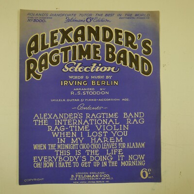 Klavier Auswahl ALEXANDERS RAGTIME BAND Irving Berlin um 1938