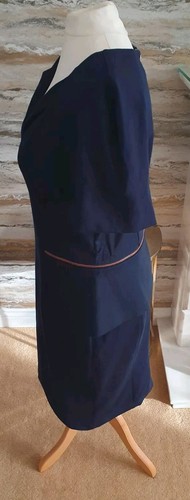 TED BAKER MADDIYE Peplum Bodycon Pencil Suit Navy Dress Midi Dress SZ 5 UK (16) - Picture 15 of 16