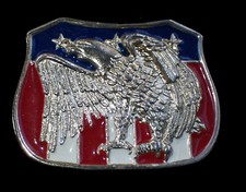 SCREAMING EAGLE  FLAG SHIELD BELT BUCKLE VINTAGE 1970'S US MADE