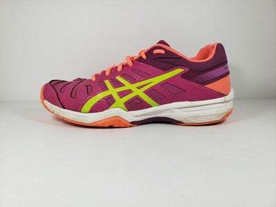 orange and purple tennis shoes