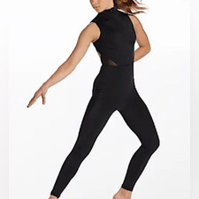 WEISSMAN Dance costume jumpsuit black Zip Front Sleeveless Unitard MT12535 SC