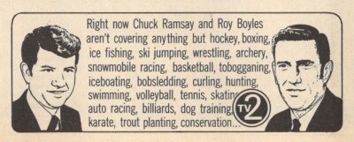 Chuck Ramsay Calgary 1971 WBAY TV AD/CHUCK RAMSAY & ROY BOYLES/GREEN BAY,WISCONSIN SPORTS ...