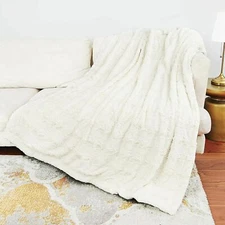 TOONOW Faux Fur Luxury Throw Blanket Double Side Soft Fluffy Shaggy Fuzzy 51"x67