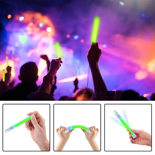 Green Premium Large 6" Long Thick Glow Sticks Neon Party Light Festival Lures - Picture 9 of 10