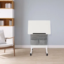 Rolling Laptop Desk Office Computer Table Adjustable Height Stand up w/ Storage